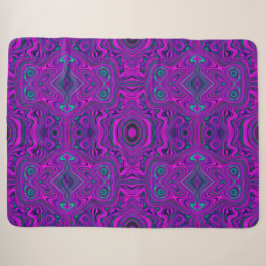 Trippy Retro Magenta en Zwarte Abstract Patroon Sherpa Deken
