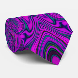 Trippy Retro Magenta en Zwarte Abstract Patroon Stropdas