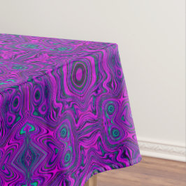 Trippy Retro Magenta en Zwarte Abstract Patroon Tafelkleed