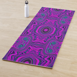 Trippy Retro Magenta en Zwarte Abstract Patroon Yogamat