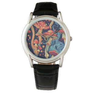 Trippy Retro Mushroom Watch Horloge