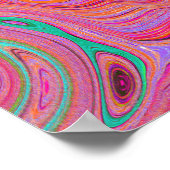 Trippy Retro Oranje en Aqua Groovy Abstracte Art Poster (Hoek)