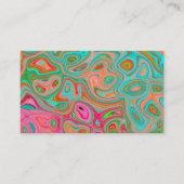 Trippy Retro Oranje en Aqua Groovy Abstracte Art Visitekaartje (Voorkant)