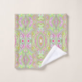 Trippy Retro Pink en Lime Green Abstract Pattern Bad Handdoek (Wasdoekje)