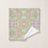 Trippy Retro Pink en Lime Green Abstract Pattern Bad Handdoek (Wasdoekje)