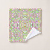 Trippy Retro Pink en Lime Green Abstract Pattern Bad Handdoek (Wasdoekje)