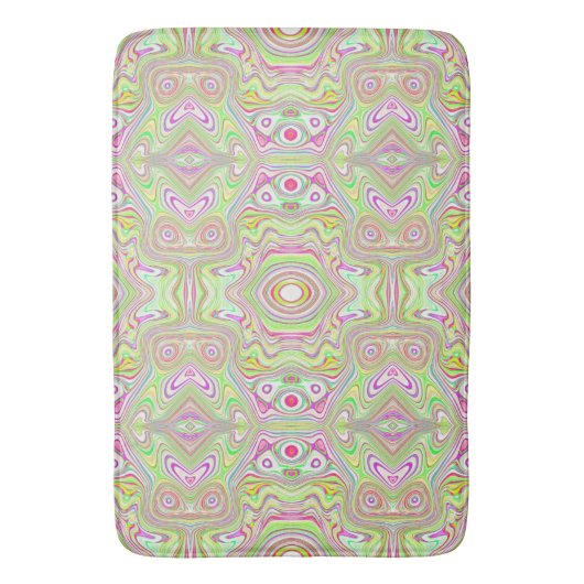 Trippy Retro Pink en Lime Green Abstract Pattern Badmat (Voorkant Verticaal)