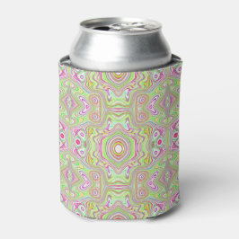 Trippy Retro Pink en Lime Green Abstract Pattern Blikjeskoeler