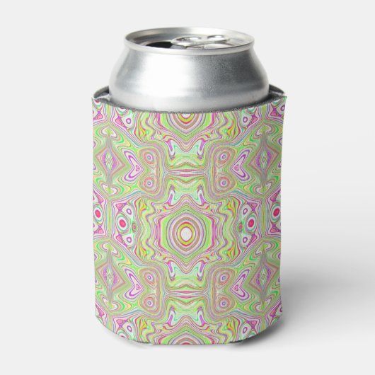 Trippy Retro Pink en Lime Green Abstract Pattern Blikjeskoeler (Blikje Voorkant)