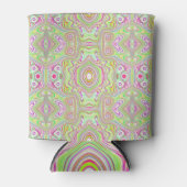 Trippy Retro Pink en Lime Green Abstract Pattern Blikjeskoeler (Voorkant)