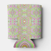 Trippy Retro Pink en Lime Green Abstract Pattern Blikjeskoeler (Achterkant)