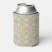 Trippy Retro Pink en Lime Green Abstract Pattern Blikjeskoeler (Blikje Achterkant)