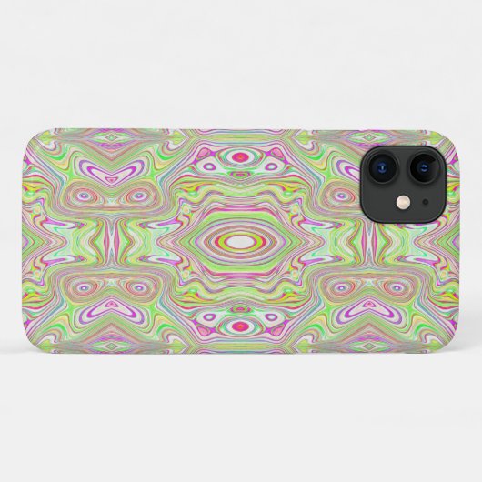 Trippy Retro Pink en Lime Green Abstract Pattern Case-Mate iPhone Case (Achterkant (horizontaal))