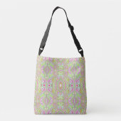 Trippy Retro Pink en Lime Green Abstract Pattern Crossbody Tas (Achterkant)