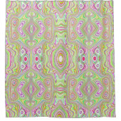 Trippy Retro Pink en Lime Green Abstract Pattern Douchegordijn (Voorkant)