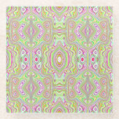 Trippy Retro Pink en Lime Green Abstract Pattern Glazen Onderzetter (Voorkant)