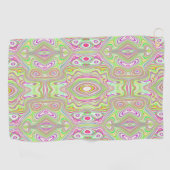 Trippy Retro Pink en Lime Green Abstract Pattern Golfhanddoek (Horizontaal)