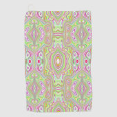 Trippy Retro Pink en Lime Green Abstract Pattern Golfhanddoek (Voorkant)