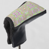 Trippy Retro Pink en Lime Green Abstract Pattern Golfheadcover (3/4 voorkant)