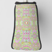 Trippy Retro Pink en Lime Green Abstract Pattern Golfheadcover (Draai 90)