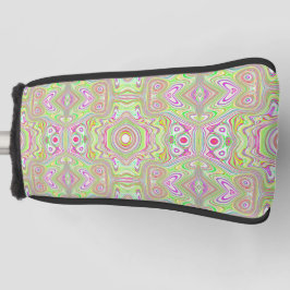 Trippy Retro Pink en Lime Green Abstract Pattern Golfheadcover