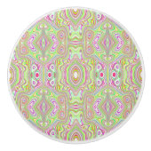 Trippy Retro Pink en Lime Green Abstract Pattern Keramische Knop (Voorkant)