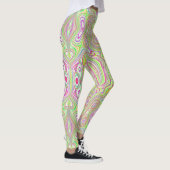 Trippy Retro Pink en Lime Green Abstract Pattern Leggings (Rechts)