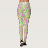 Trippy Retro Pink en Lime Green Abstract Pattern Leggings (Achterkant)