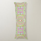 Trippy Retro Pink en Lime Green Abstract Pattern Lichaamskussen (Voorkant Verticaal)