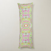 Trippy Retro Pink en Lime Green Abstract Pattern Lichaamskussen (Achterkant (Verticaal))