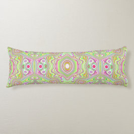 Trippy Retro Pink en Lime Green Abstract Pattern Lichaamskussen