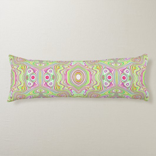 Trippy Retro Pink en Lime Green Abstract Pattern Lichaamskussen (Voorkant)