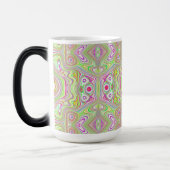 Trippy Retro Pink en Lime Green Abstract Pattern Magische Mok (Links)