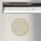Trippy Retro Pink en Lime Green Abstract Pattern Magneet (Insitu (Vaatwasser))