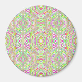 Trippy Retro Pink en Lime Green Abstract Pattern Magneet