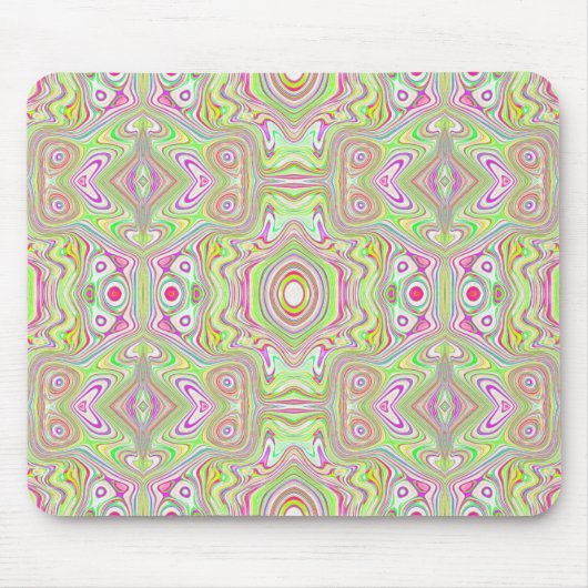 Trippy Retro Pink en Lime Green Abstract Pattern Muismat (Voorkant)