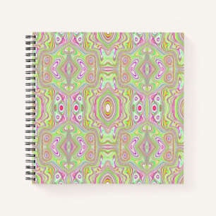 Trippy Retro Pink en Lime Green Abstract Pattern Notitieboek