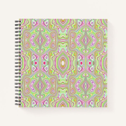 Trippy Retro Pink en Lime Green Abstract Pattern Notitieboek (Voorkant)