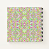 Trippy Retro Pink en Lime Green Abstract Pattern Notitieboek (Achterkant)