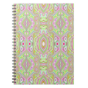 Trippy Retro Pink en Lime Green Abstract Pattern Notitieboek