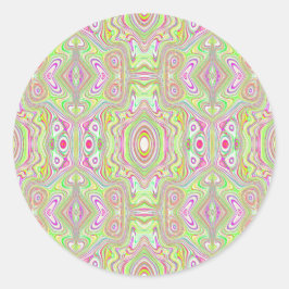 Trippy Retro Pink en Lime Green Abstract Pattern Ronde Sticker