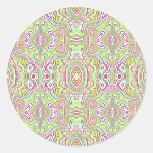 Trippy Retro Pink en Lime Green Abstract Pattern Ronde Sticker (Voorkant)