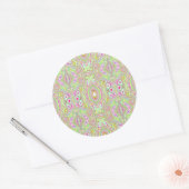 Trippy Retro Pink en Lime Green Abstract Pattern Ronde Sticker (Envelop)