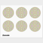 Trippy Retro Pink en Lime Green Abstract Pattern Ronde Sticker (Vel)