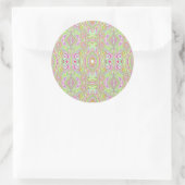Trippy Retro Pink en Lime Green Abstract Pattern Ronde Sticker (Tas)