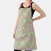 Trippy Retro Pink en Lime Green Abstract Pattern Schort (Insitu)