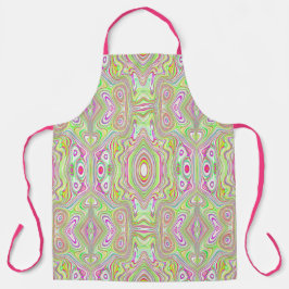 Trippy Retro Pink en Lime Green Abstract Pattern Schort