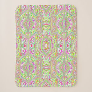 Trippy Retro Pink en Lime Green Abstract Pattern Sherpa Deken