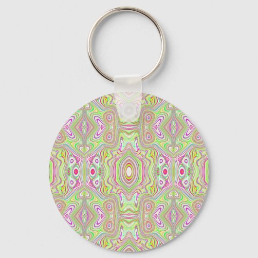Trippy Retro Pink en Lime Green Abstract Pattern Sleutelhanger (Voorkant)