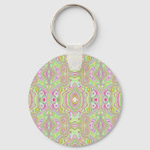 Trippy Retro Pink en Lime Green Abstract Pattern Sleutelhanger (Achterkant)